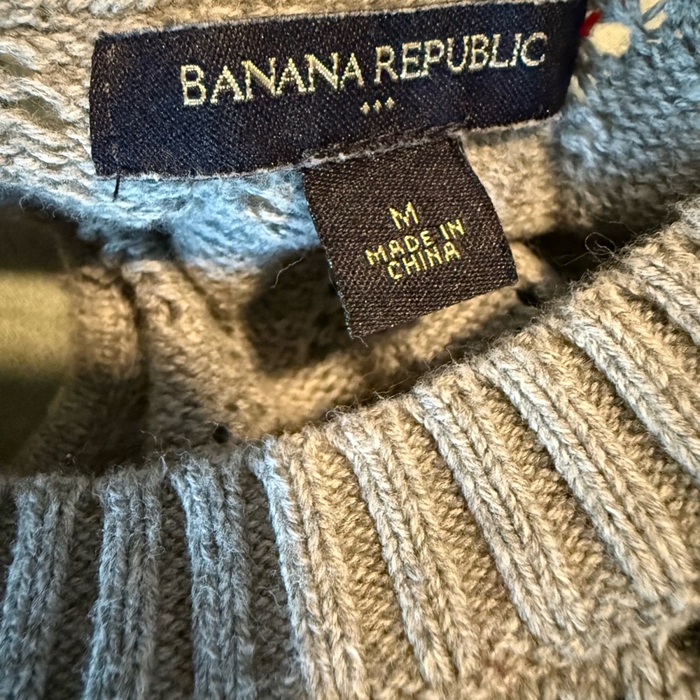 Banana Republic Textured Knit Grey Sweater Medium. 100% cotton - Picture 6 of 6